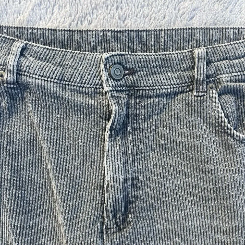 ZARA Men’s Relaxed Baggy Straight Fit Corduroy Pants Gray 36X30 100% Cotton